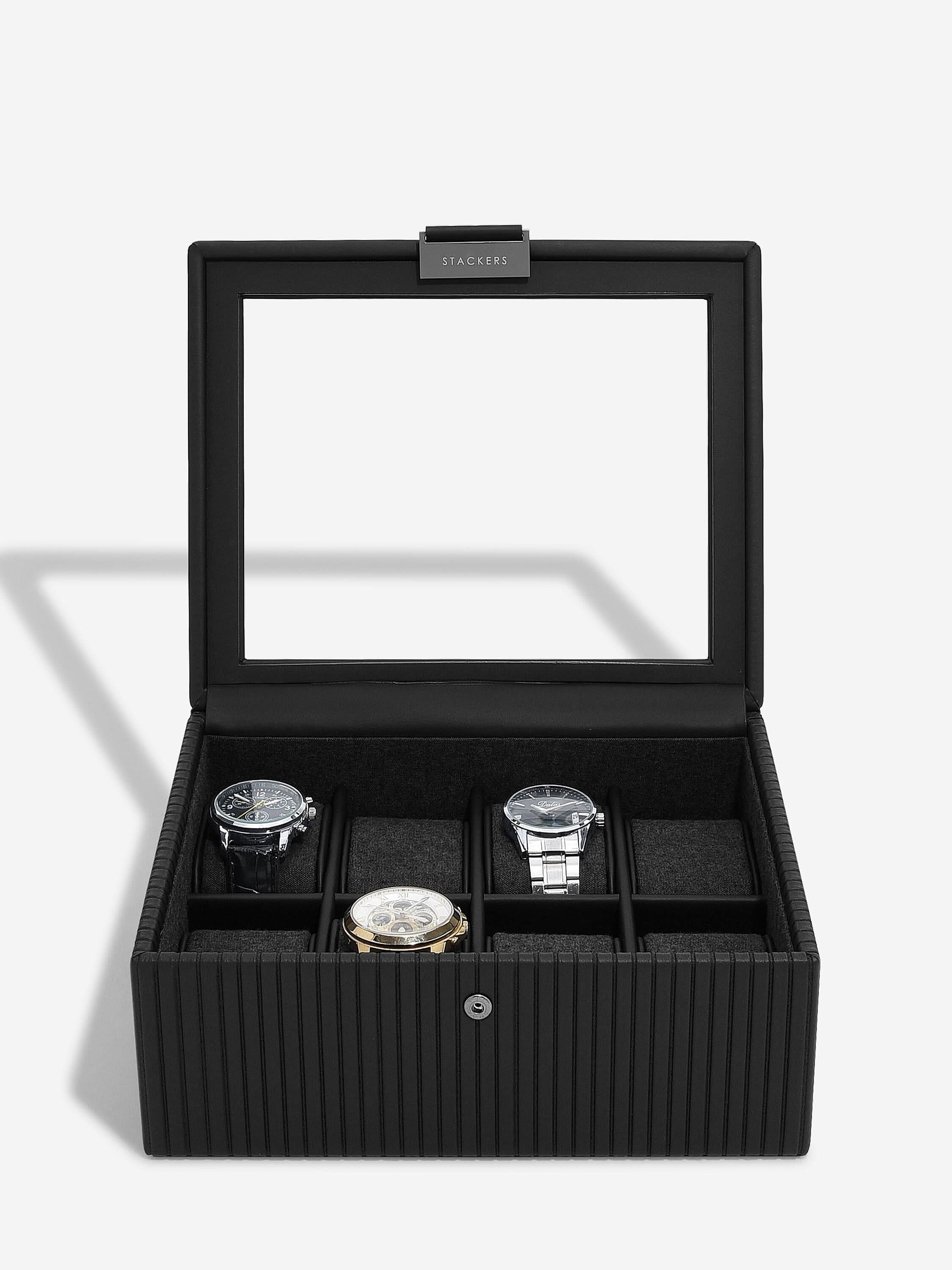 Stackers Eight-Piece Watch Box Black Fluted