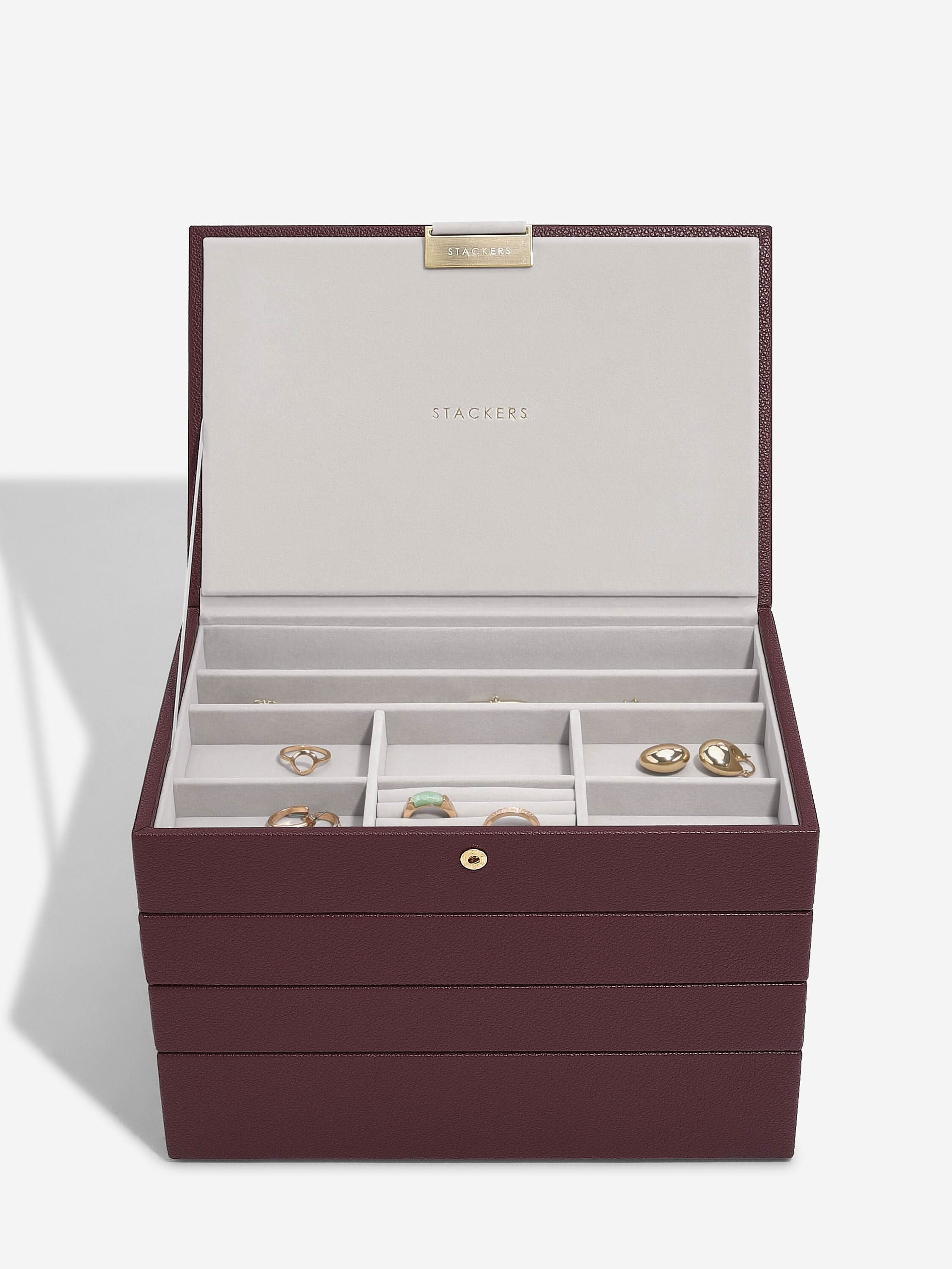 Stackers Classic Jewellery Box Set of 4 Burgundy