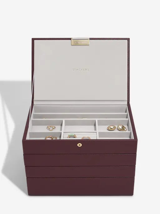 Stackers Classic Jewellery Box Set of 4 Burgundy