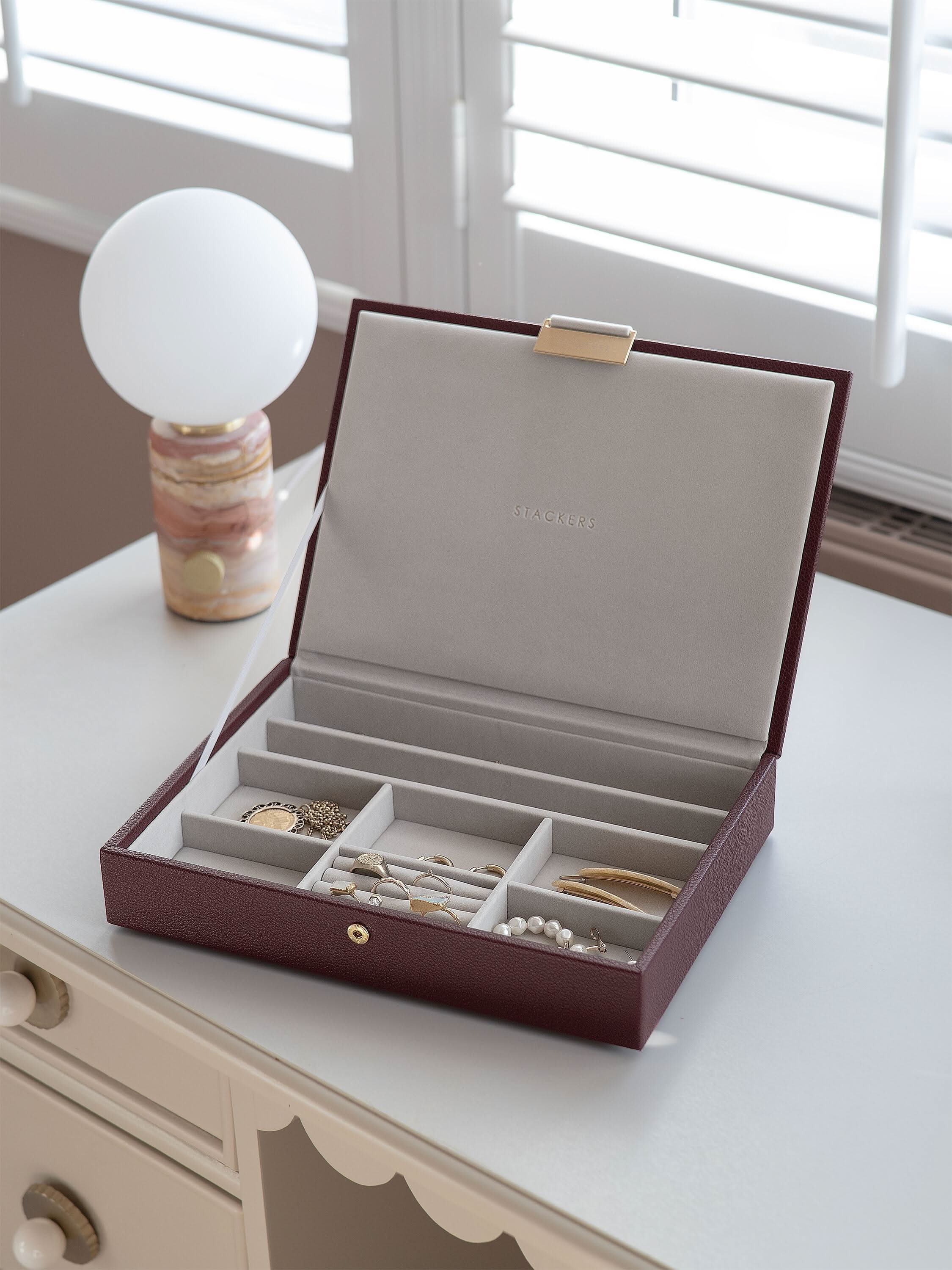 Stackers Lid for Classic Jewellery Box Burgundy