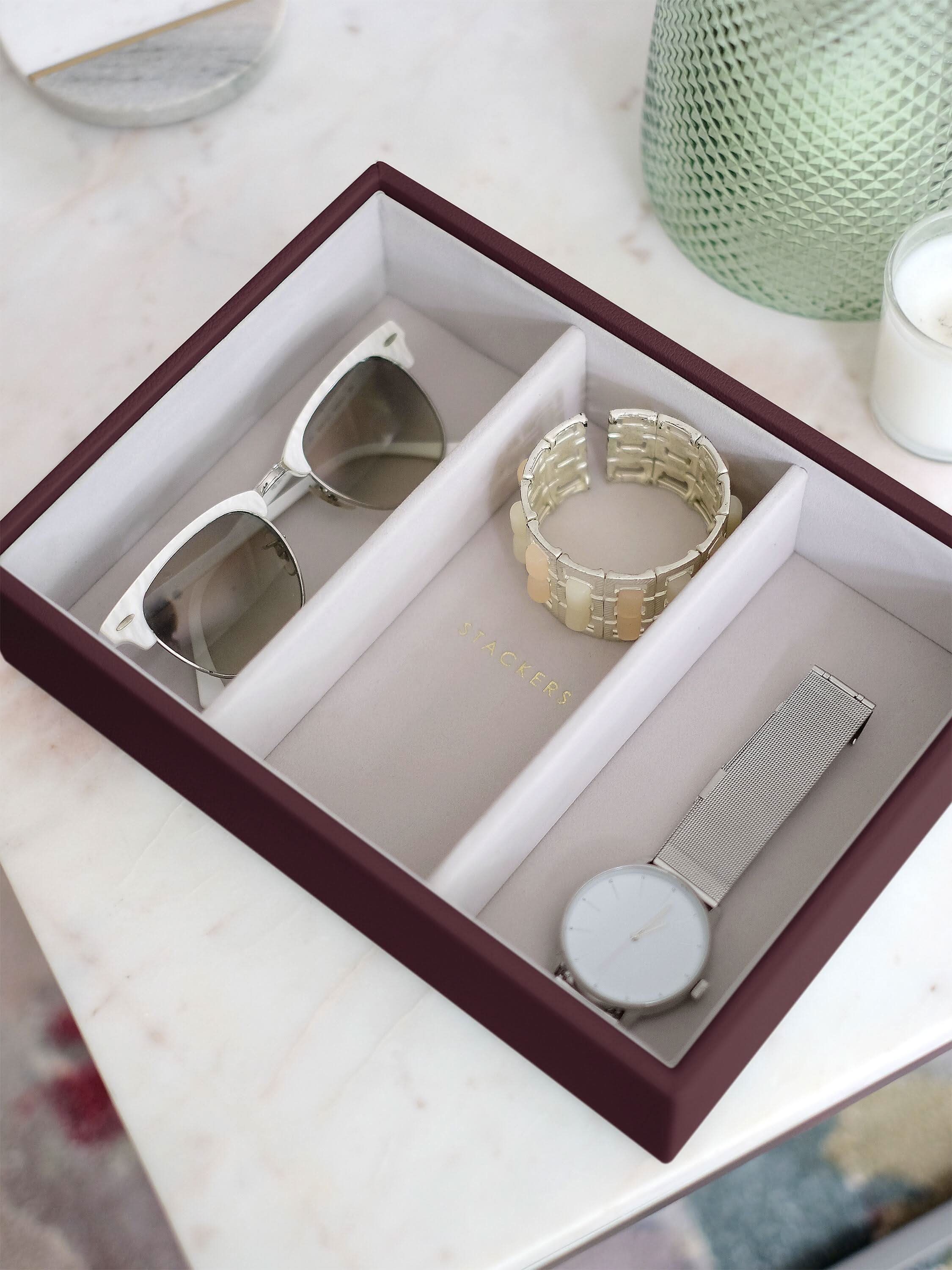 Stackers Watch & Accessory Layer for Classic Jewellery Box Burgundy