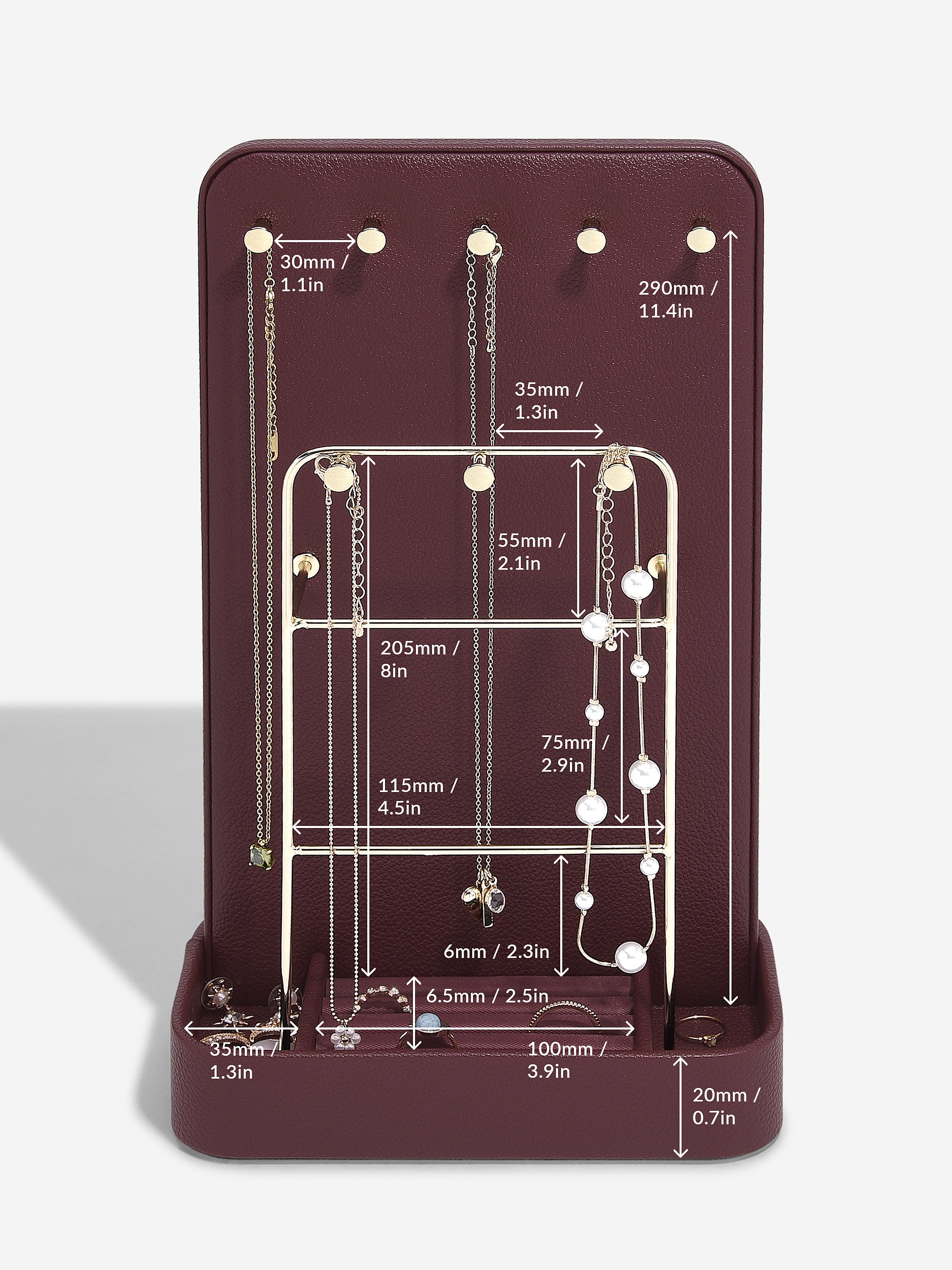 Stackers All-In-One Jewellery Stand Burgundy