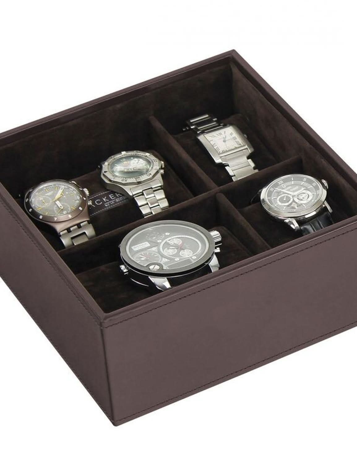 Stackers Six-Piece Watch Box Brown Velvet | Mystackers