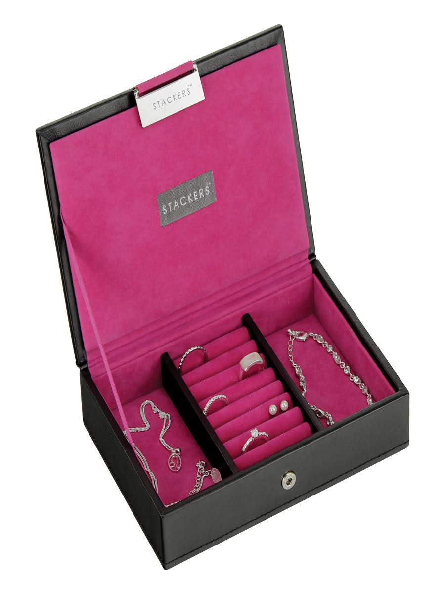 Stackers Lid for Mini Jewellery Box Black Pink Mystackers