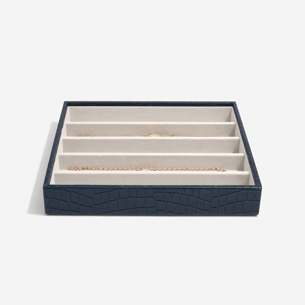 Stackers Compartiment pour Colliers pour Boîte à Bijoux Classique Bleu Marine Croco