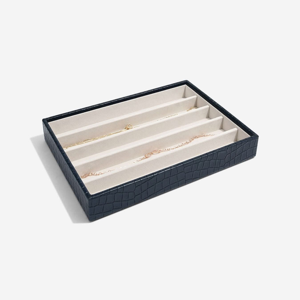 Stackers Compartiment pour Colliers pour Boîte à Bijoux Classique Bleu Marine Croco